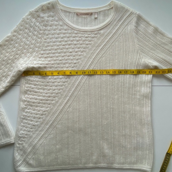 Soft Surroundings Womens Cashmere Pullover Open Knit Sweater Cream Size Large - Picture 8 of 11